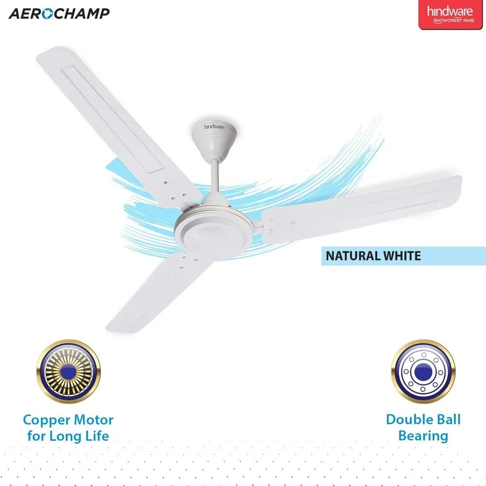 Electricity Hindware Snowcrest Zeel 1200mm Ceiling Fan (Natural White), Power: 75wt Electricity Hindware Snowcrest Zeel 1200mm Ceiling Fan (Natural White), Power: 75wt